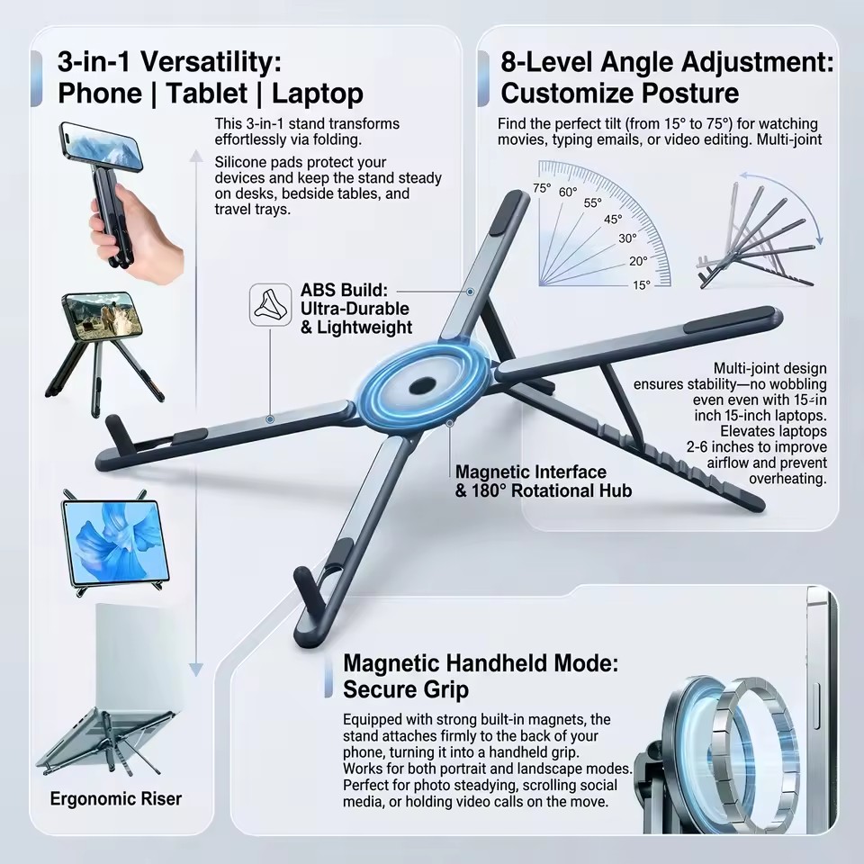 Useful Tablet Accessories - Taşınabilir Manyetik Telefon Tutucu ve Selfie